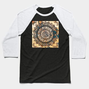 Fluid Art Design - Flip Cup Technique - Brown Mandala Baseball T-Shirt